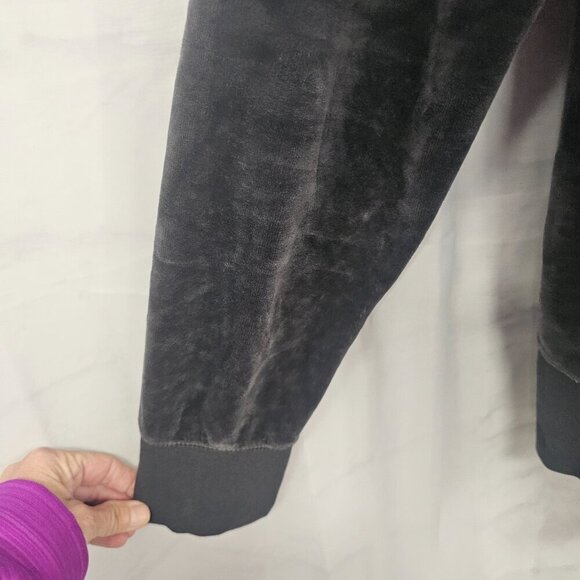 Eddie Bauer Dark Gray Velour Y2K Zip Track Hoodie Goth Punk L Tall - Picture 5 of 12